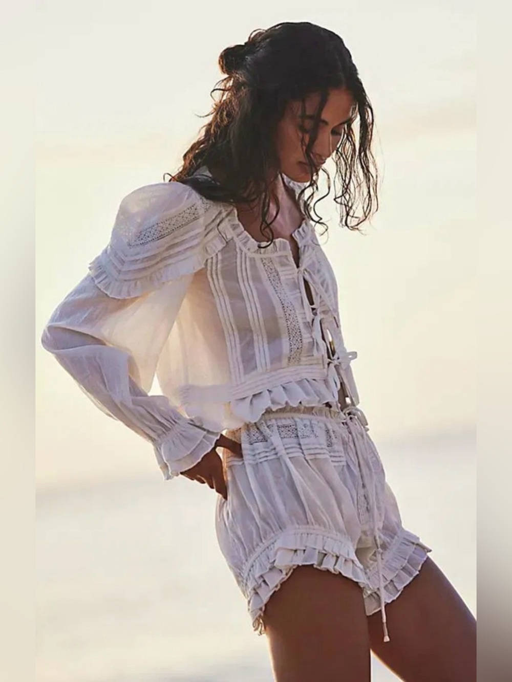 Free People Florence Bed Jacket‎ Set Orange Size Small NWOT!